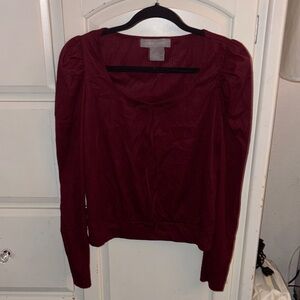 Chic Long Sleeve Burgundy Top